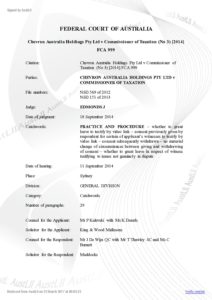 Australia vs. Chevron Australia Holdings Pty Ltd . October 2015, Federal Court of Australia, case No. 3 and 4