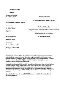 France vs. Zimmer Ltd., March 2010, Conseil D'Etat No. 304715, 308525