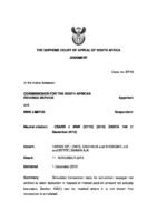 South Africa vs. NWK LtD, Dec. 2010, Supreme Court of Appeal, Case No. 27/10