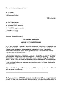 France vs. Sociétè Nestlé Finance , Feb 2013, CAA no 11PA02914 and 12PA00469
