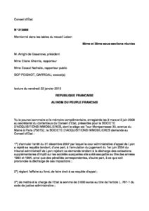 France vs. SOCIETE D'ACQUISITIONS IMMOBILIERES, Jan 2010, CE, No. 313868