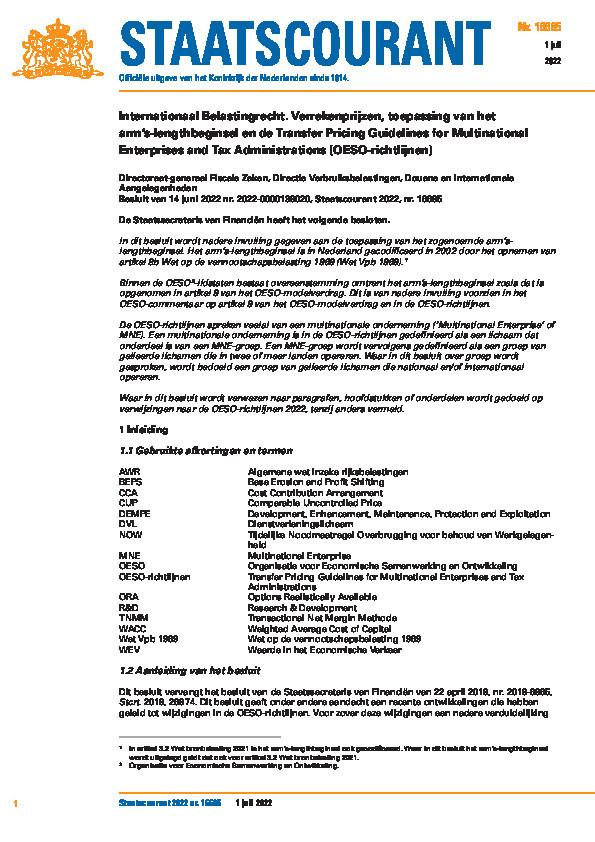 The Netherlands releases New 2022 Decree on application of the Arm's