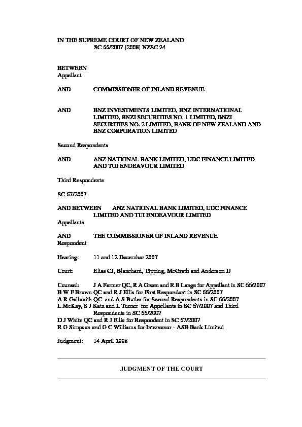 New Zealand vs BNZ Investments Ltd, July 2009, HIGH COURT