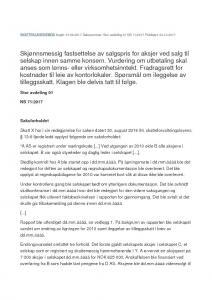 Norway vs. A AS, October 2017, Tax Tribunal, NS 71/2017