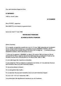 France vs. SA Bossard Consultants, March 1998, Adm. Court, no 96pa00673N° 96PA00673